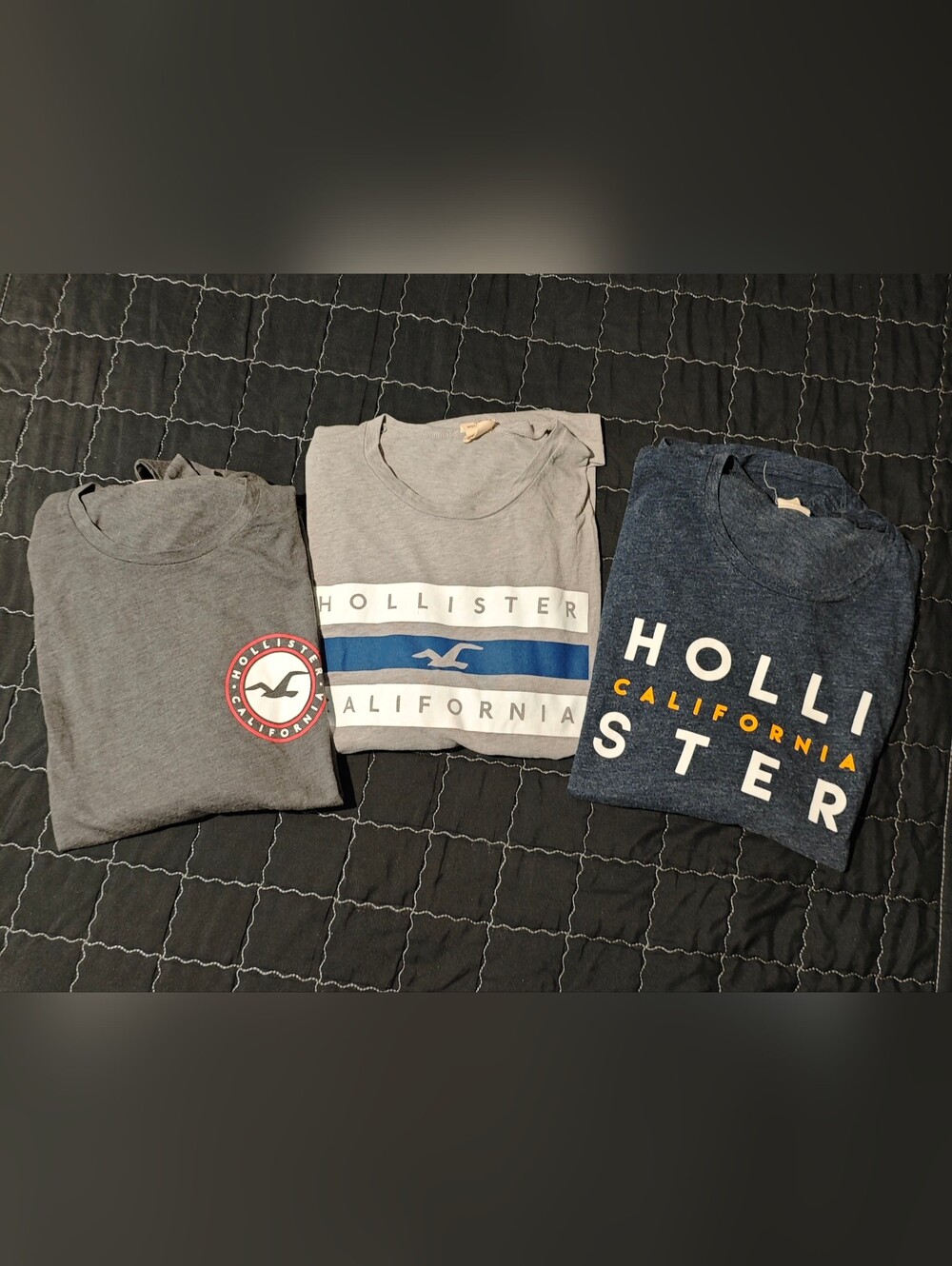 Lot of 3 Hollister Men's Long Sleeve Crew Neck California Logo T-Shirt Size XL